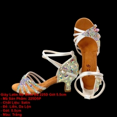 Giày Latin Nữ Đính Đá 225D Gót 5.5cm (225D) - Trắng