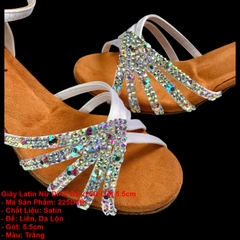 Giày Latin Nữ Đính Đá 225D Gót 5.5cm (225D) - Trắng