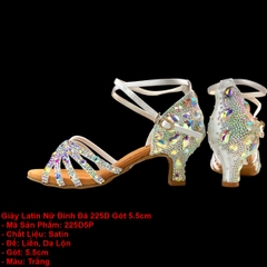 Giày Latin Nữ Đính Đá 225D Gót 5.5cm (225D) - Trắng