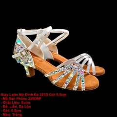 Giày Latin Nữ Đính Đá 225D Gót 5.5cm (225D) - Trắng