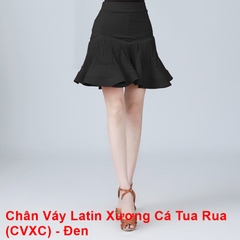 (CVXC) Chân Váy Latin Xương Cá Tua Rua - Đen + Size