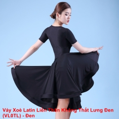 Váy Xoè Latin Liền Thân Không Thắt Lưng Đen (VL0TL) - Đen + Size