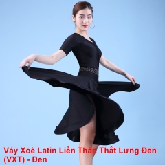Váy Xoè Latin Liền Thân Thắt Lưng Đen (VXT) - Đen + Size