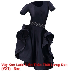 Váy Xoè Latin Liền Thân Thắt Lưng Đen (VXT) - Đen + Size