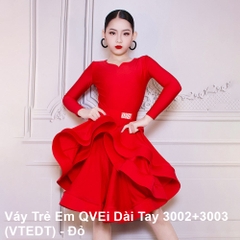 Váy Trẻ Em QVEi Dài Tay 3002+3003 (VTEDT) - Đỏ + Size
