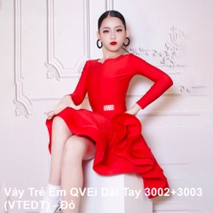 Váy Trẻ Em QVEi Dài Tay 3002+3003 (VTEDT) - Đỏ + Size