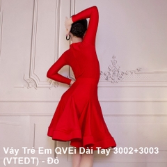 Váy Trẻ Em QVEi Dài Tay 3002+3003 (VTEDT) - Đỏ + Size