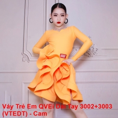 Váy Trẻ Em QVEi Dài Tay 3002+3003 (VTEDT) - Cam + Size