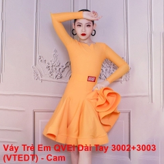 Váy Trẻ Em QVEi Dài Tay 3002+3003 (VTEDT) - Cam + Size