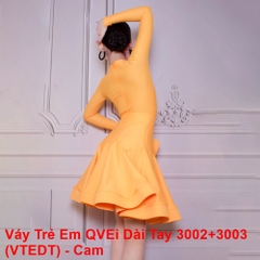Váy Trẻ Em QVEi Dài Tay 3002+3003 (VTEDT) - Cam + Size