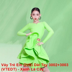 Váy Trẻ Em QVEi Dài Tay 3002+3003 (VTEDT) - Xanh Lá Cây + Size