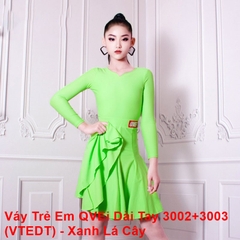 Váy Trẻ Em QVEi Dài Tay 3002+3003 (VTEDT) - Xanh Lá Cây + Size