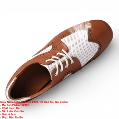 Giày Nam Latin KDance 2290 Đế Cao Su Gót 4.5cm (2290K) - Nâu Da Bò Trắng