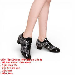 Giày Tập KDance 1854 Đế Da Gót 4p (1854KD4P) - Đen