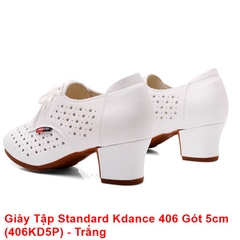 Giày Tập Standard Kdance 406, Đế Cao Su, Gót 5.5cm (406KD5P) - Trắng