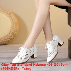 Giày Tập Standard Kdance 406, Đế Cao Su, Gót 5.5cm (406KD5P) - Trắng