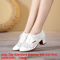 Giày Tập Standard Kdance 406, Đế Cao Su, Gót 5.5cm (406KD5P) - Trắng