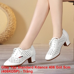 Giày Tập Standard Kdance 406, Đế Cao Su, Gót 5.5cm (406KD5P) - Trắng