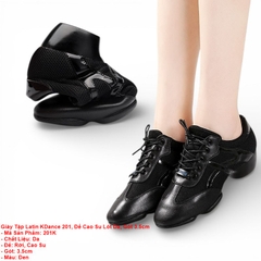 Giày Tập Latin KDance 201, Đế Cao Su Lót Da, Gót 3.5cm (201K) - Đen