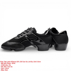 Giày Tập Latin KDance 201, Đế Cao Su Lót Da, Gót 3.5cm (201K) - Đen