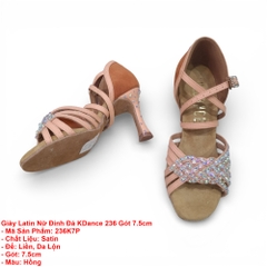 Giày Latin Nữ Đính Đá KDance 236 Gót 7.5cm (236K7P) - Hồng