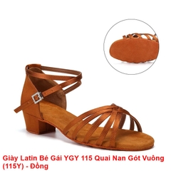 Giày Latin Bé Gái YGY 115 Quai Nan Gót Vuông (115Y) - Đồng