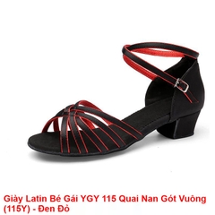 Giày Latin Bé Gái YGY 115 Quai Nan Gót Vuông (115Y) - Đen Đỏ