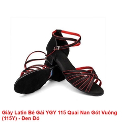 Giày Latin Bé Gái YGY 115 Quai Nan Gót Vuông (115Y) - Đen Đỏ