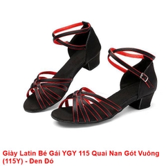 Giày Latin Bé Gái YGY 115 Quai Nan Gót Vuông (115Y) - Đen Đỏ