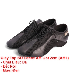 Giày Tập BD Dance AM Gót 2cm (AM1) - Đen