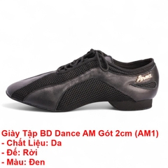 Giày Tập BD Dance AM Gót 2cm (AM1) - Đen
