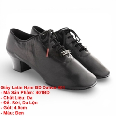 Giày Latin Nam BD Dance 401 (401BD) - Đen Mờ + Size