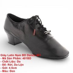 Giày Latin Nam BD Dance 401 (401BD) - Đen Mờ + Size
