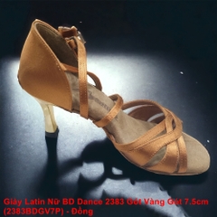 Giày Latin Nữ BD Dance 2383 Gót Vàng Gót 7.5cm (2383BDGV7P) - Nâu Da Bò