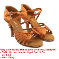Giày Latin Nữ BD Dance 2398 Gót 9cm (2398BD9P) - Nâu Da Bò