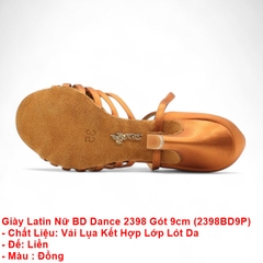 Giày Latin Nữ BD Dance 2398 Gót 9cm (2398BD9P) - Nâu Da Bò