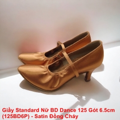 (STOP) Giầy Standard Nữ BD Dance 125 Gót 6.5cm (125BD6P) - Satin Đồng