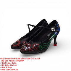 Giày Standard Nữ DF Dance 306 Gót 6.5cm (306DF6P) - Đen Đá + Size