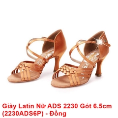 Giày Latin Nữ ADS 2230 Gót 6.5cm (2230ADS6P) - Nâu Da Bò + Size
