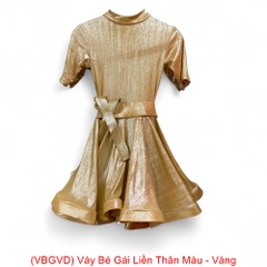 (VBGVD) Váy Bé Gái Liền Thân Màu - Vàng + Size