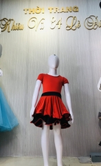 (VTERX) Váy Trẻ Em Ren Xù - Đen Đỏ + Size