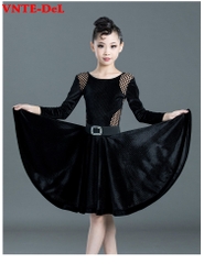 (VNTE) Váy Nhung Trẻ Em - Đen Lưới + Size