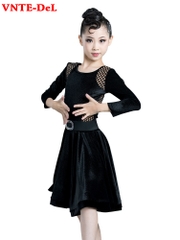 (VNTE) Váy Nhung Trẻ Em - Đen Lưới + Size