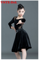 (VNTE) Váy Nhung Trẻ Em - Đen Lưới + Size