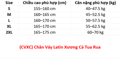 (CVXC) Chân Váy Latin Xương Cá Tua Rua - Đen + Size