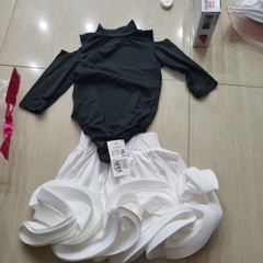 Váy Bé Gái Ngắn Tay Hở Vai (YXL028) - Trắng + Size