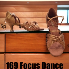 Giày Latin Nữ Focus Dance 169 Gót 5p (169FD5P) - Nâu Da Bò