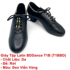 Giày Tập Latin BDDance T1B (T1BBD) - Đen Viền Vàng