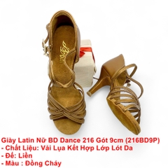 Giày Latin Nữ BD Dance 216 Gót 9cm (216BD9P) - Đồng