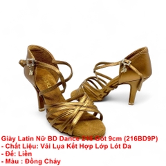 Giày Latin Nữ BD Dance 216 Gót 9cm (216BD9P) - Đồng